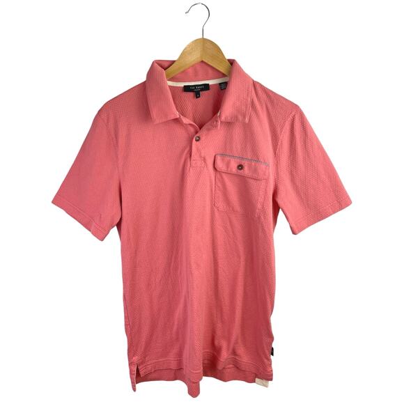 Ted Baker Men's Orange Collared Short Sleeve Pocket Casual Polo Shirt Top Size 3 - Picture 1 of 4